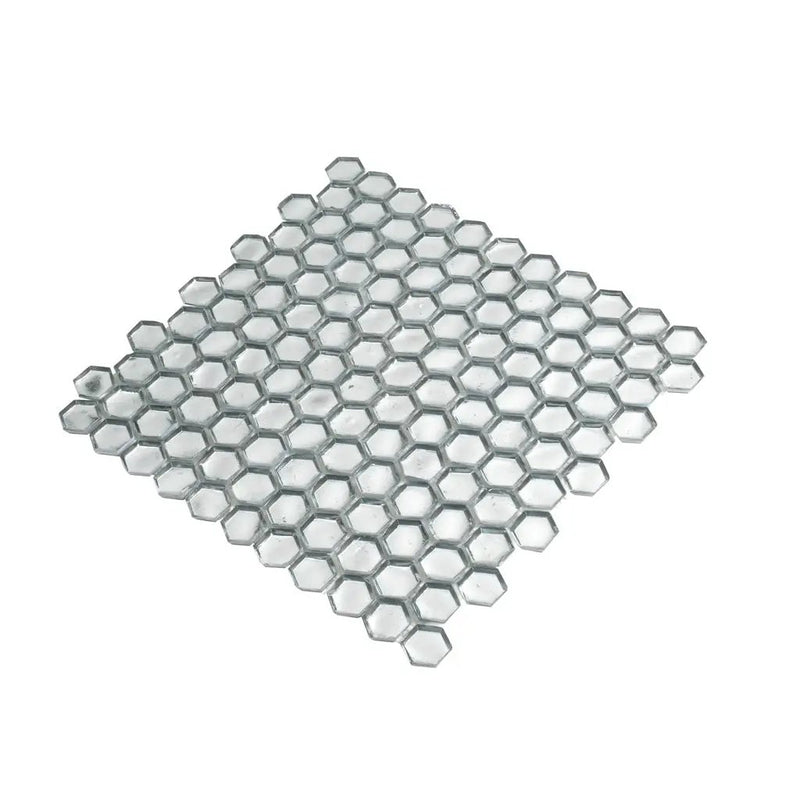 Silver 11x11 Glossy Hexagon Glass Mosaic Tile (10 pack, 8.63 sq ft/case) by Apollo Tile