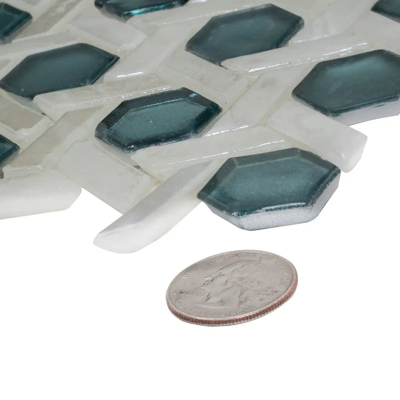 Teal Green 12x12 Glossy Hexagon Glass Mosaic Tile (10 pack, 9.67 sq ft/case) by Apollo Tile