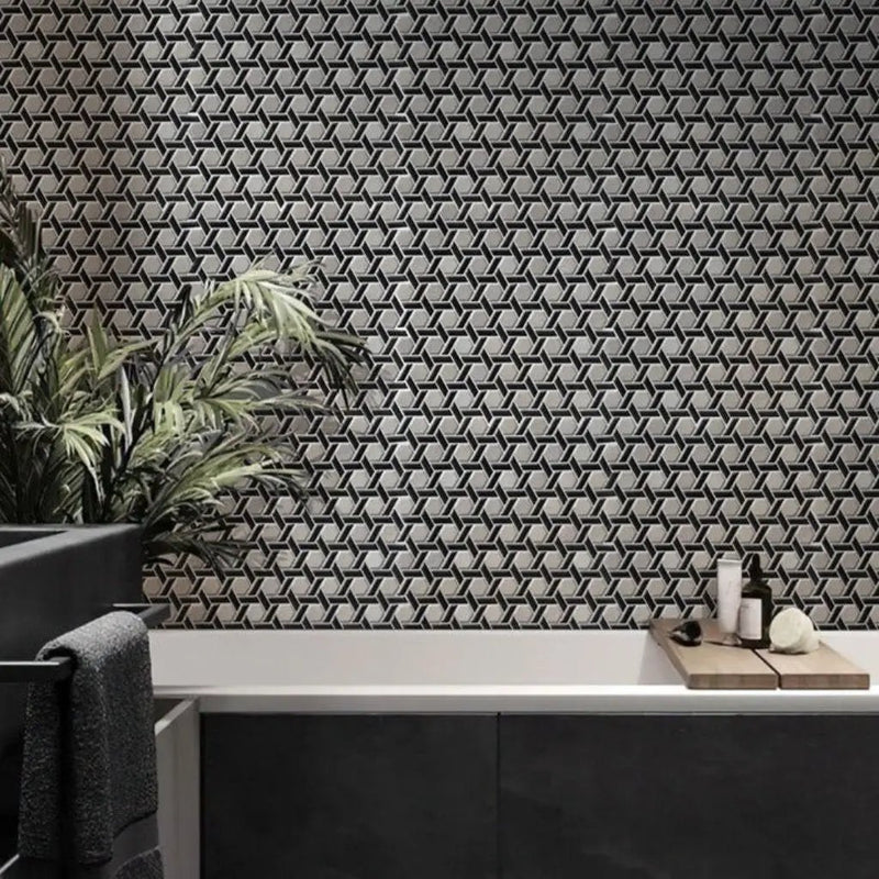 Black 12x12 Glossy Hexagon Glass Mosaic Tile (10 pack, 9.67 sq ft/case) by Apollo Tile