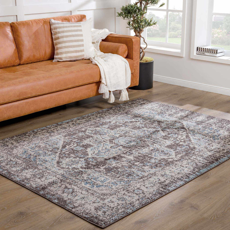 Peeta Dark Brown Medallion Area Rug by Hauteloom