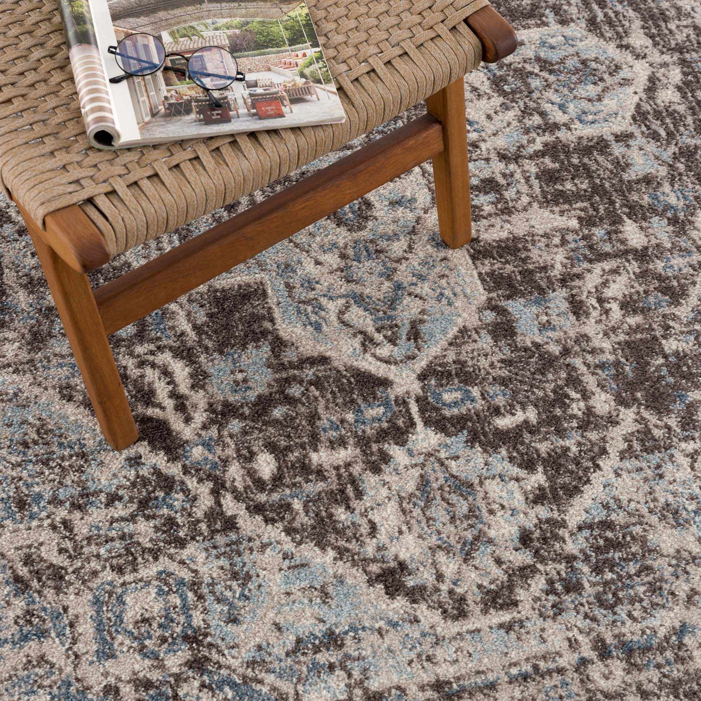 Peeta Dark Brown Medallion Area Rug by Hauteloom