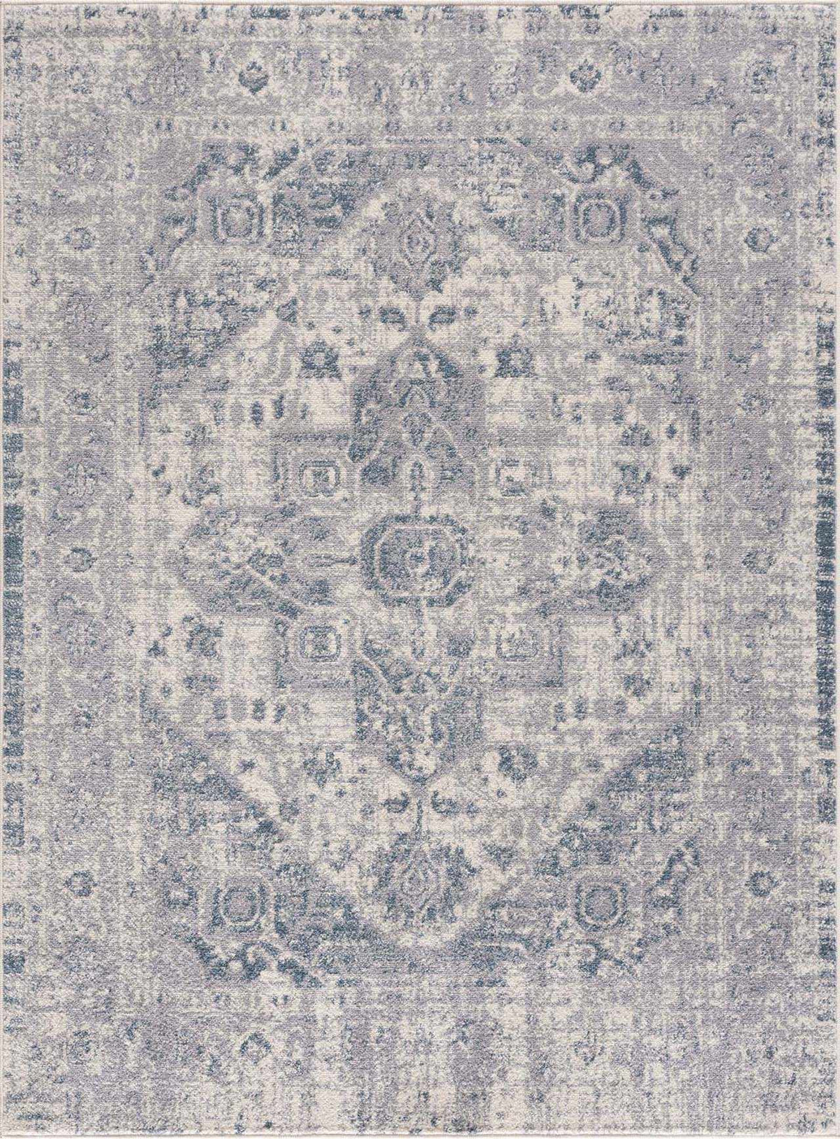 Peeta Gray Blue Medallion Area Rug by Hauteloom