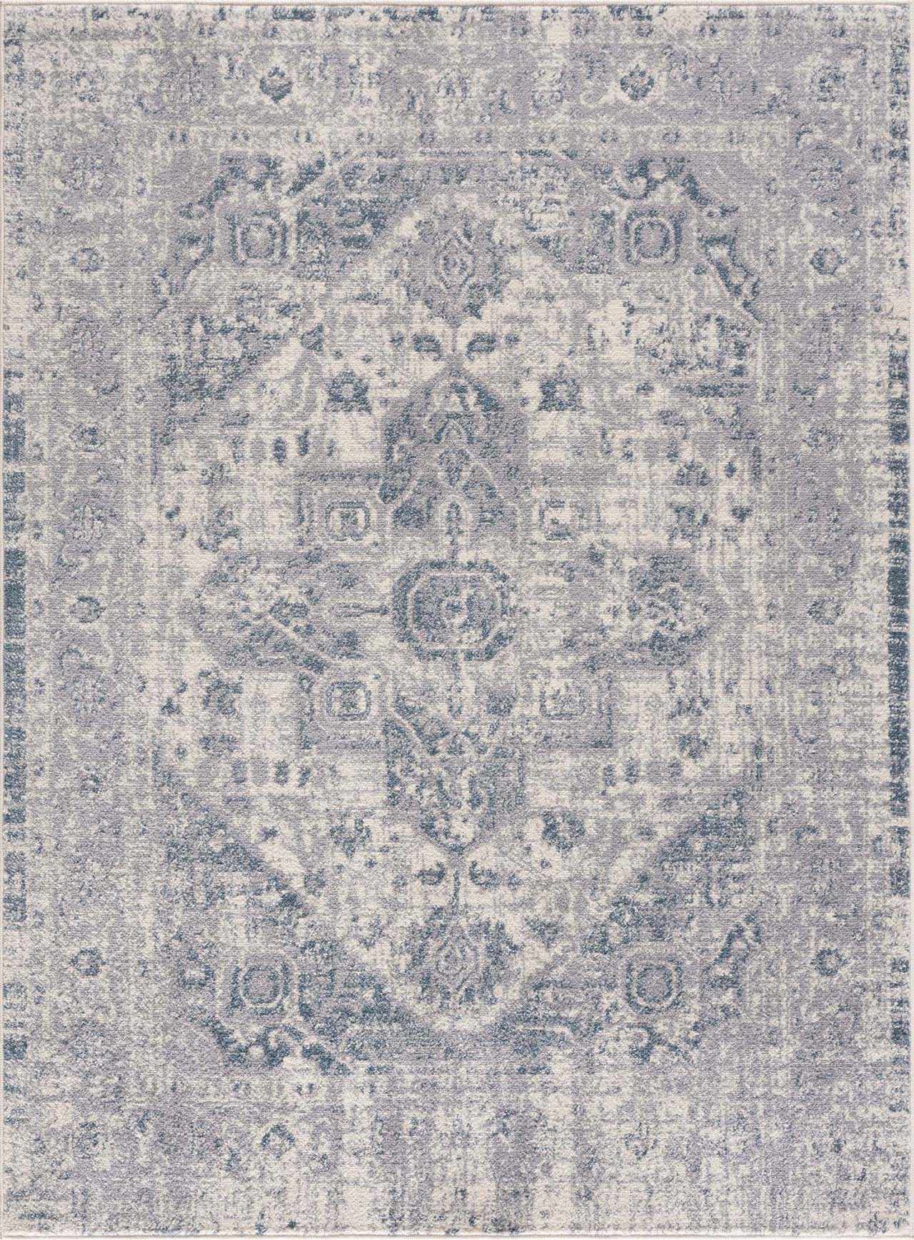 Peeta Gray Blue Medallion Area Rug by Hauteloom