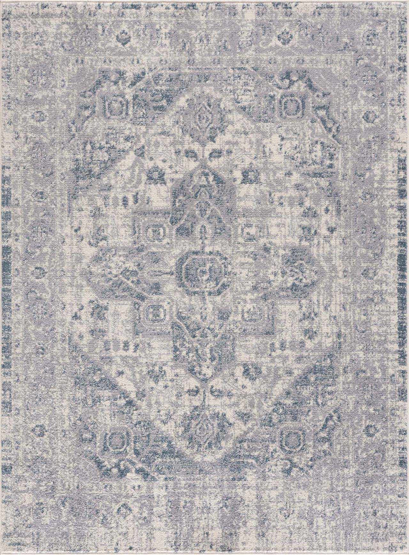 Peeta Gray Blue Medallion Area Rug by Hauteloom