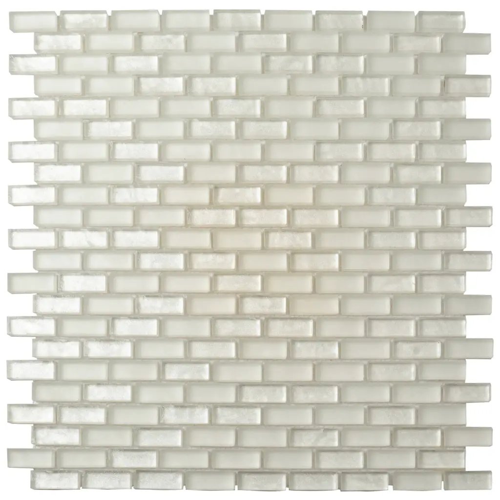 Pearl Beige 11x11 Glossy Matte Brick Glass Mosaic Tile (5 pack, 4.83 sq ft/case) by Apollo Tile