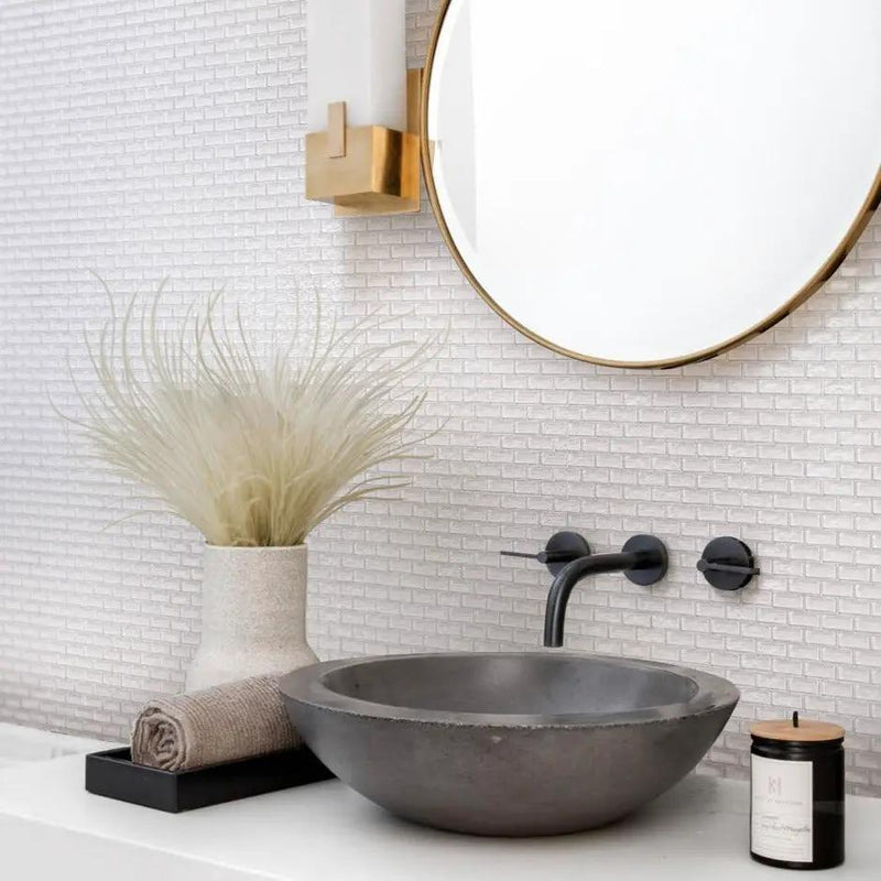 Pearl Beige 11x11 Glossy Matte Brick Glass Mosaic Tile (5 pack, 4.83 sq ft/case) by Apollo Tile
