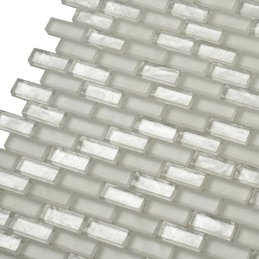 Pearl Beige 11x11 Glossy Matte Brick Glass Mosaic Tile (5 pack, 4.83 sq ft/case) by Apollo Tile