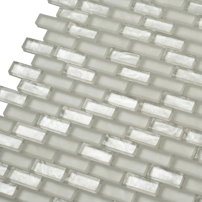 Pearl Beige 11x11 Glossy Matte Brick Glass Mosaic Tile (5 pack, 4.83 sq ft/case) by Apollo Tile