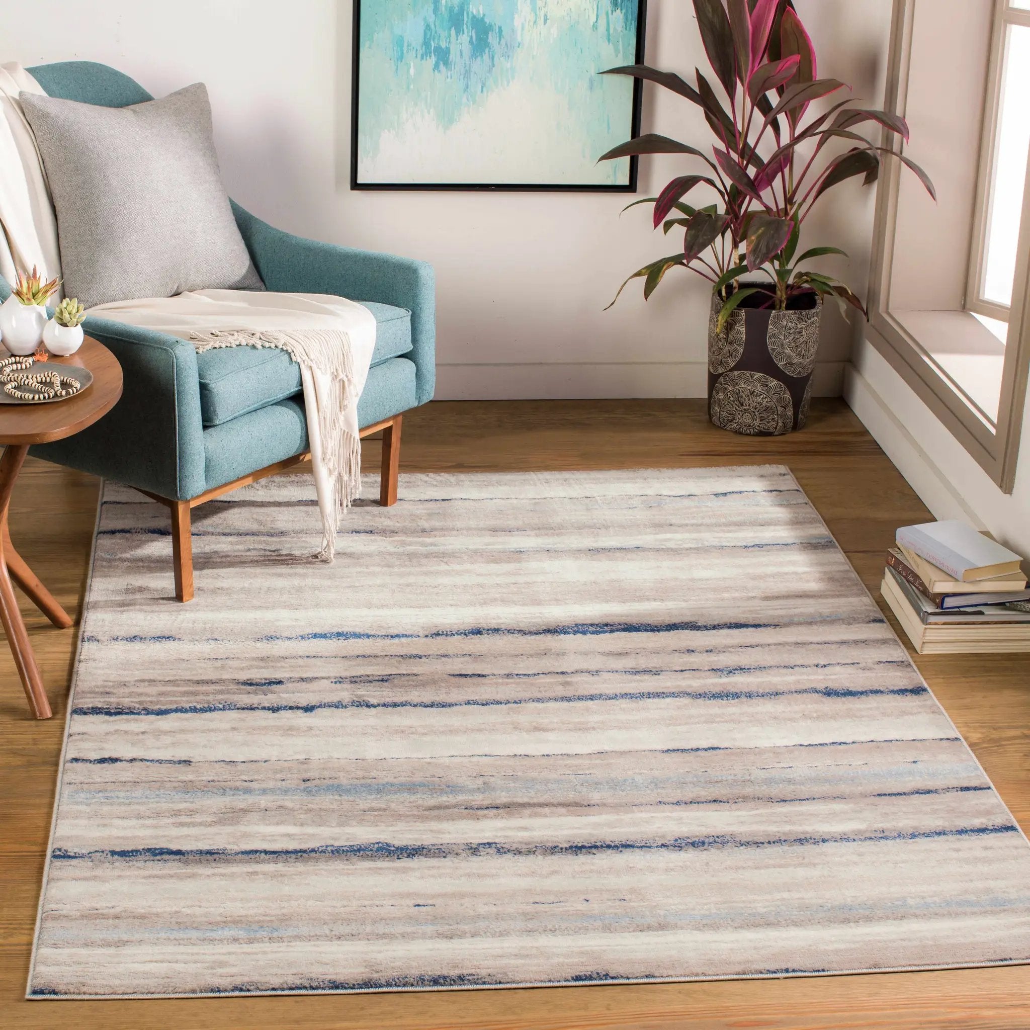 Aldavilla Abstract Striped Area Rug by Boutique Rugs