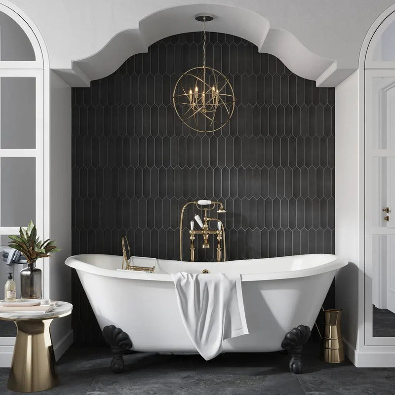 Black 2x10 Matte Picket Ceramic Tile (44 pack, 5.38 sq ft/case) by Apollo Tile