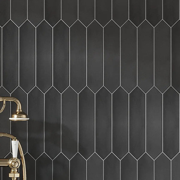 Black 2x10 Matte Picket Ceramic Tile (44 pack, 5.38 sq ft/case)