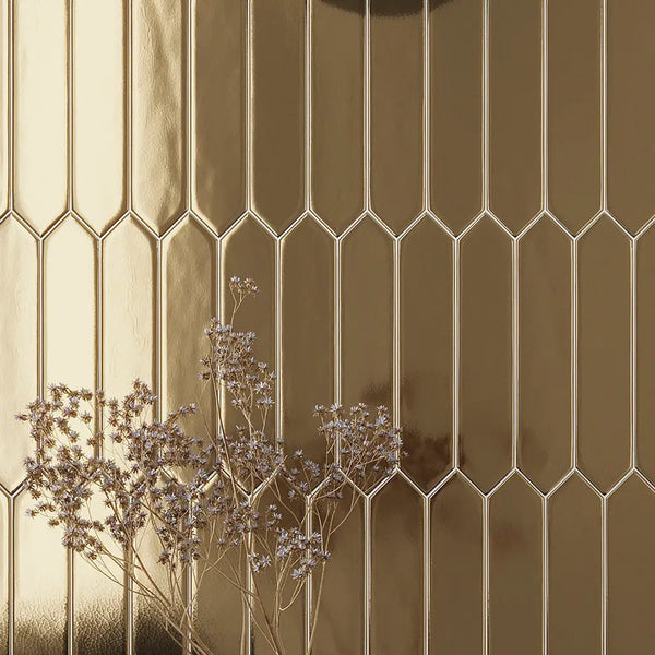 Gold 2x10 Glossy Picket Ceramic Tile (44 pack, 5.38 sq ft/case)