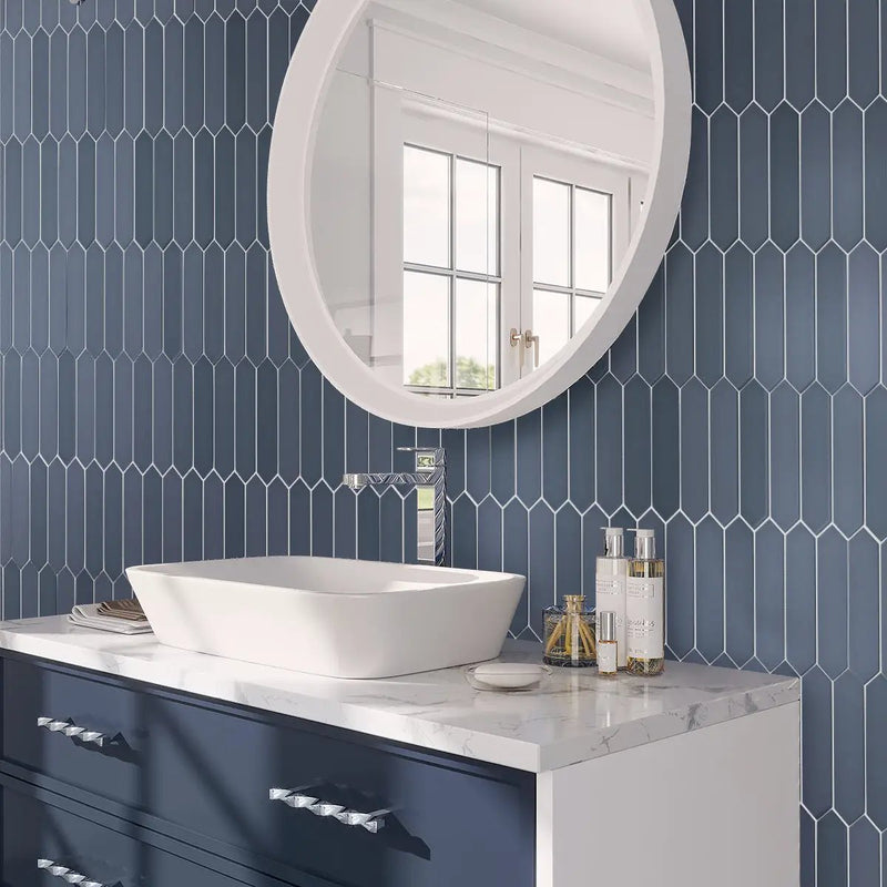 Blue 2x10 Matte Picket Ceramic Tile (44 pack, 5.38 sq ft/case) by Apollo Tile