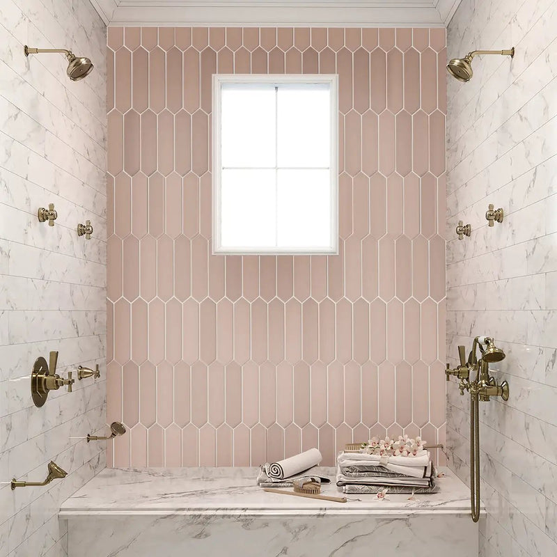 Blush Pink 2x10 Matte Picket Ceramic Tile (44 pack, 5.38 sq ft/case) by Apollo Tile
