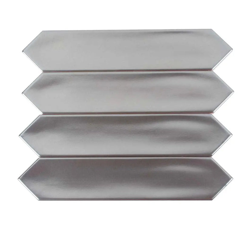 Metallic Silver 2x10 Glossy Picket Ceramic Tile (44 pack, 5.38 sq ft/case) by Apollo Tile