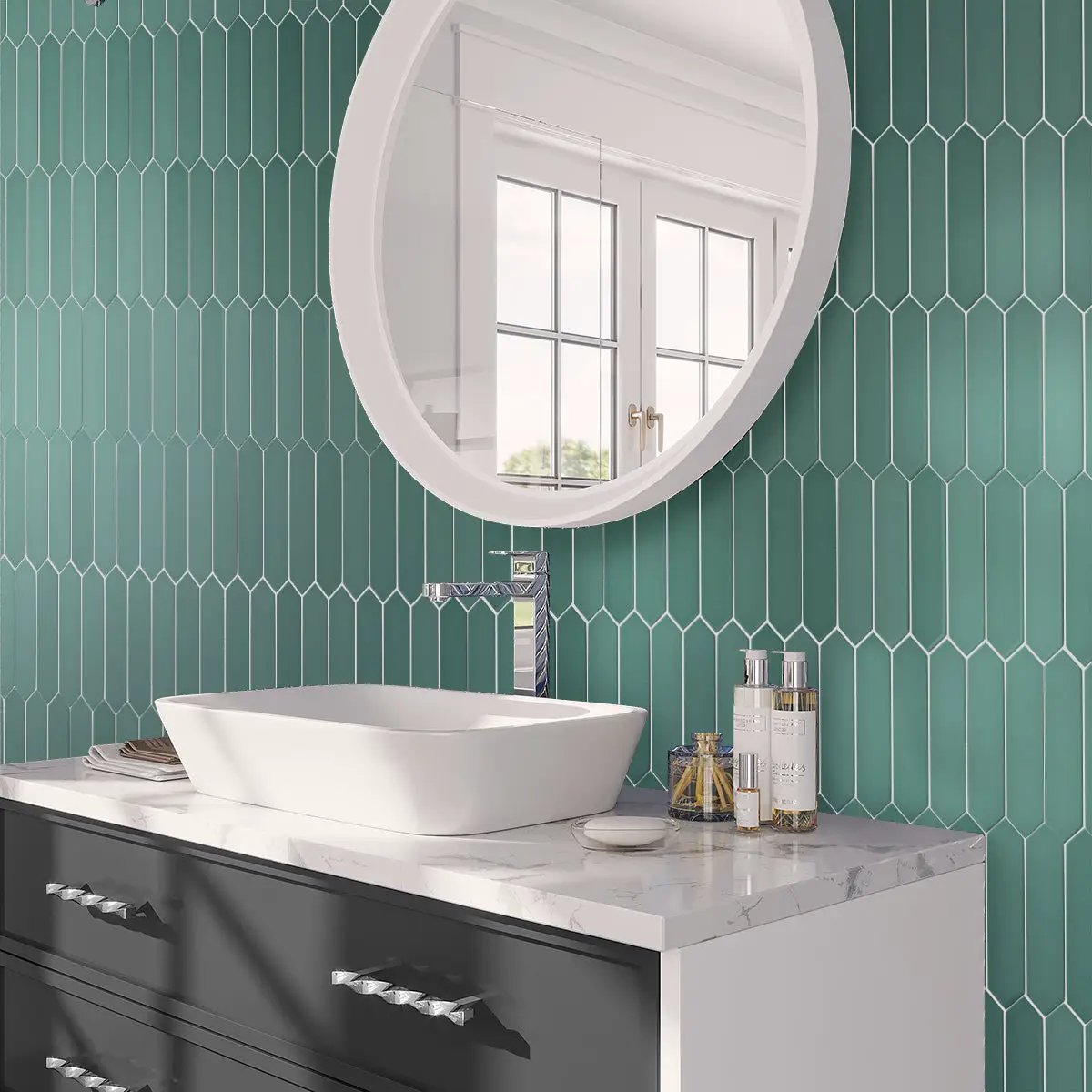Pine Green 2x10 Matte Picket Ceramic Tile (44 pack, 5.38 sq ft/case) by Apollo Tile