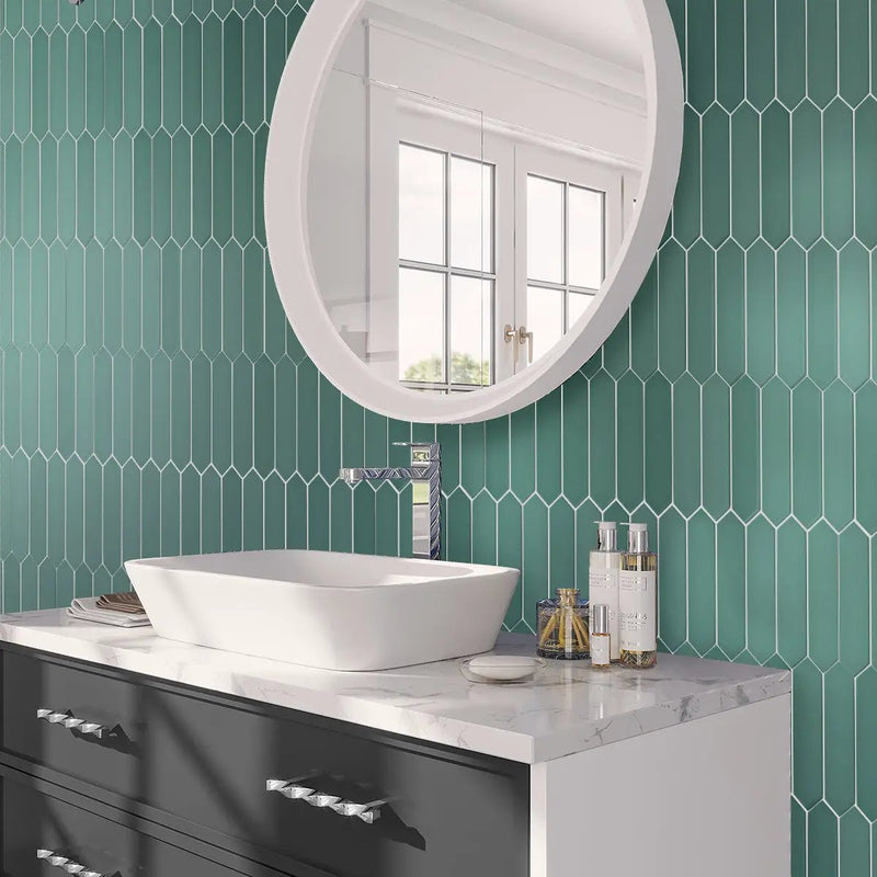 Pine Green 2x10 Matte Picket Ceramic Tile (44 pack, 5.38 sq ft/case) by Apollo Tile