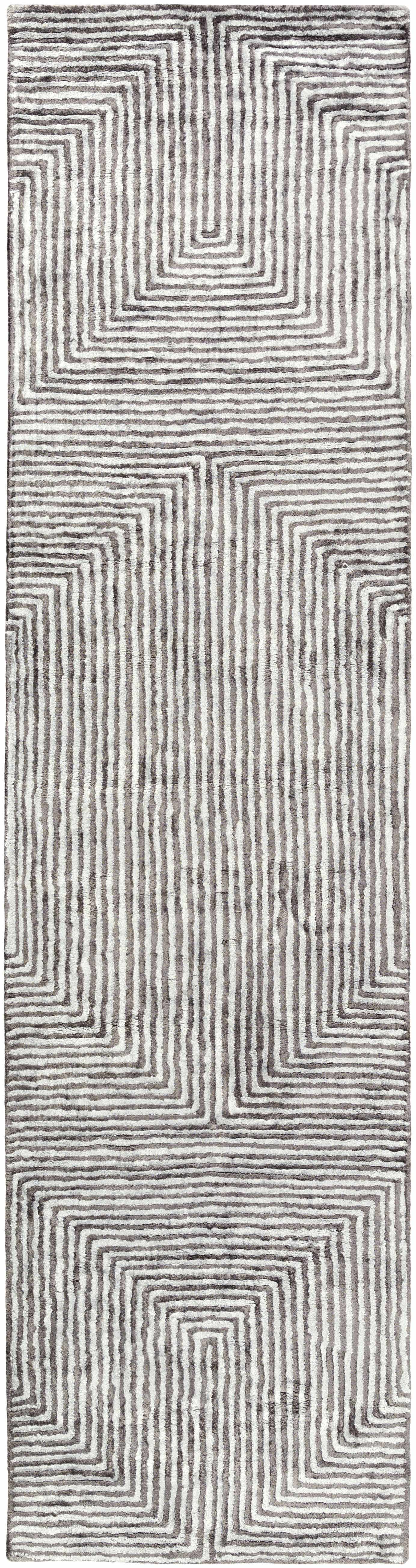 Quartz Patterned Sheen Gray/Green Viscose Rug by Boutique Rugs