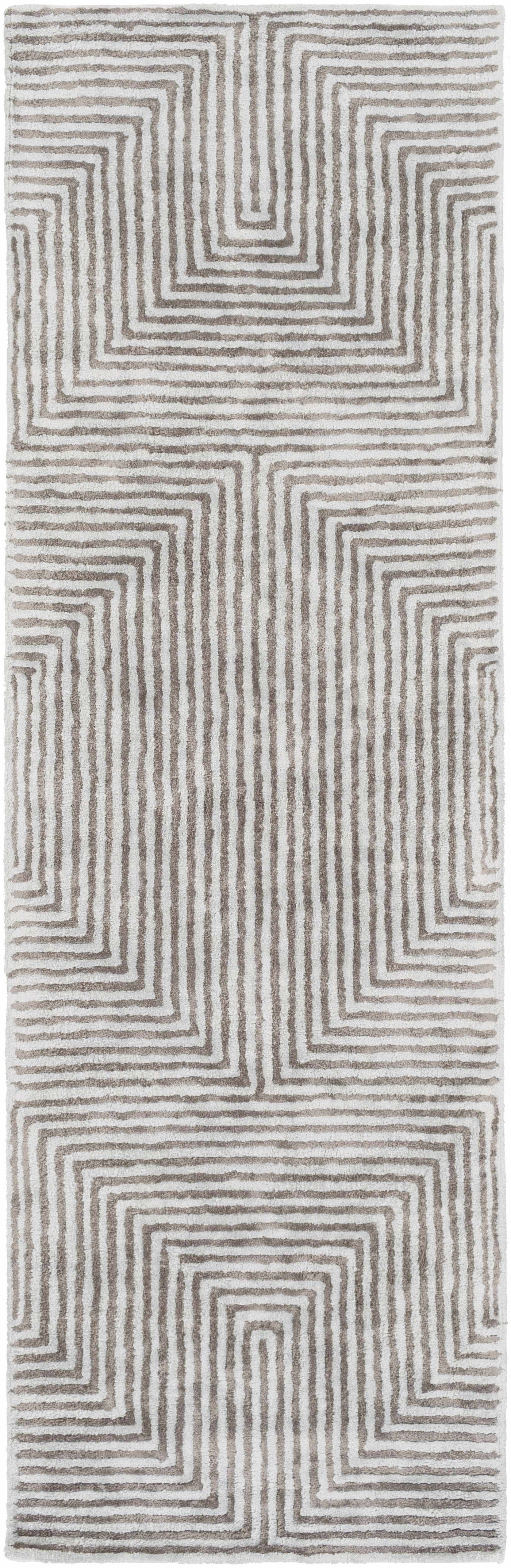Quartz Patterned Sheen Gray/Green Viscose Rug by Boutique Rugs