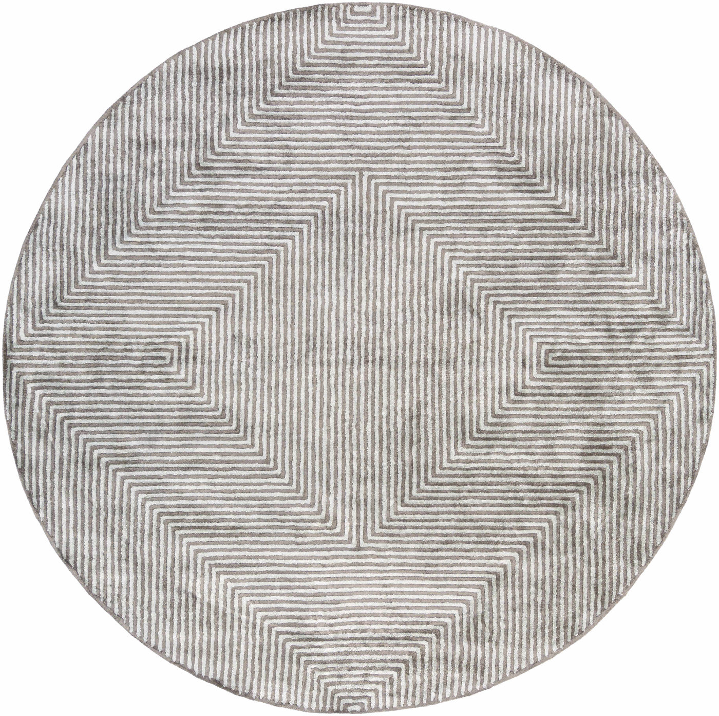 Quartz Patterned Sheen Gray/Green Viscose Rug by Boutique Rugs