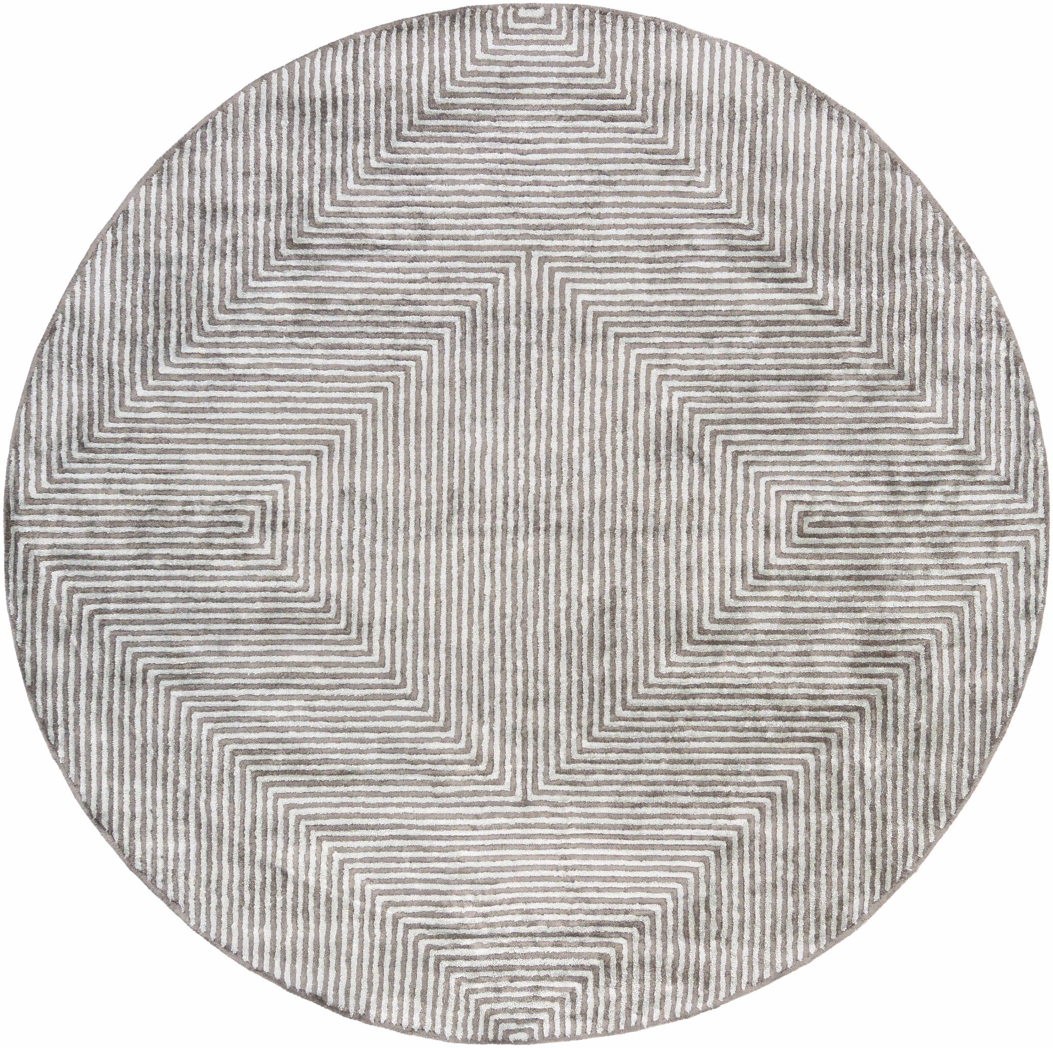 Quartz Patterned Sheen Gray/Green Viscose Rug by Boutique Rugs