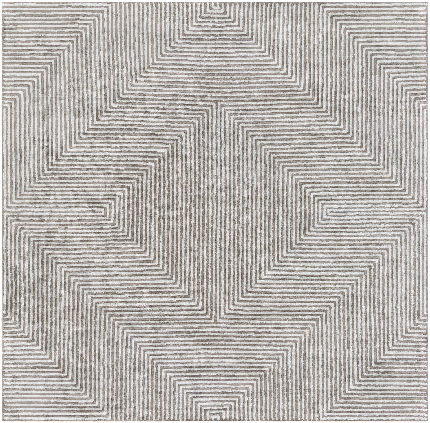 Quartz Patterned Sheen Gray/Green Viscose Rug by Boutique Rugs