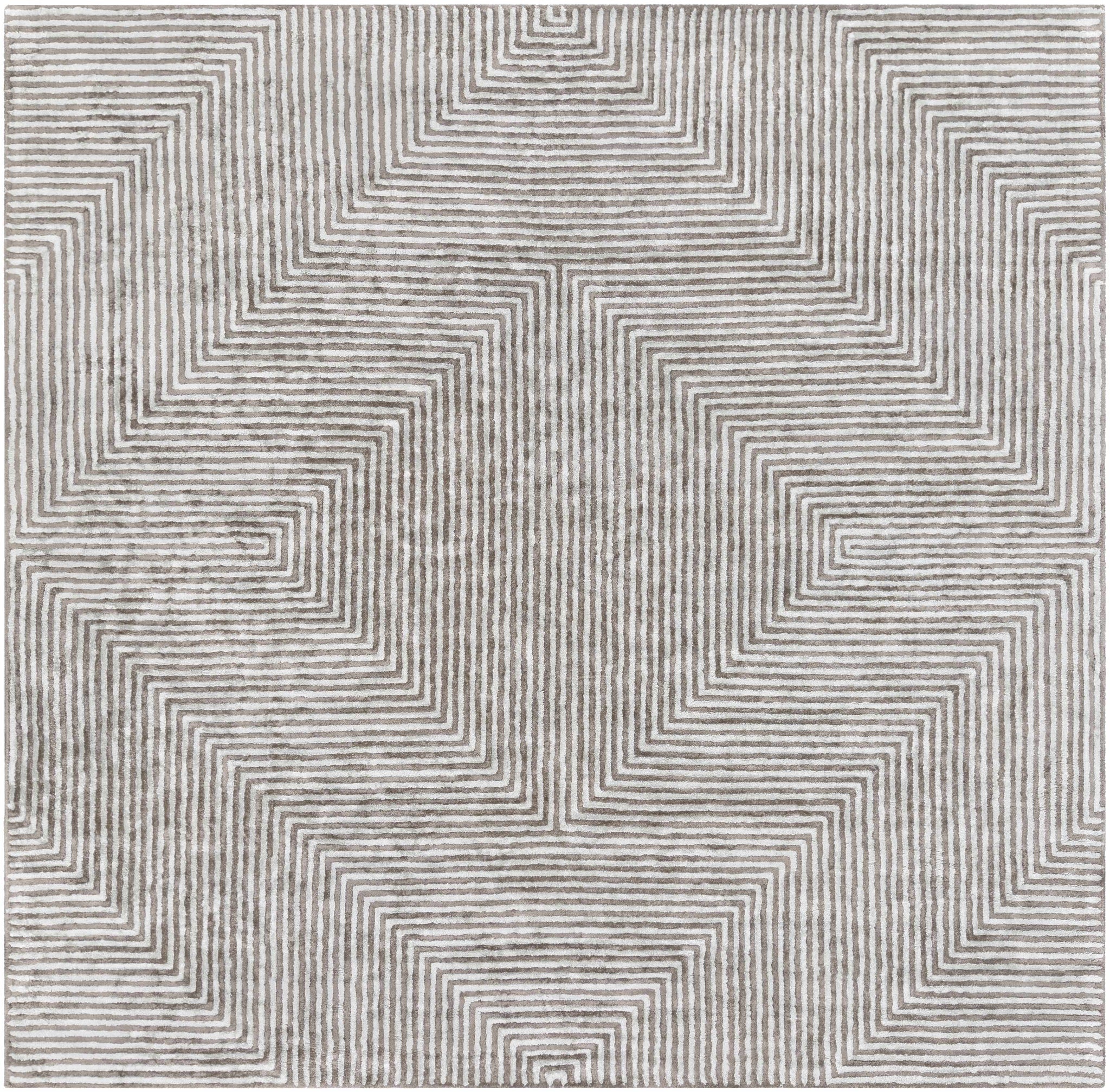 Quartz Patterned Sheen Gray/Green Viscose Rug by Boutique Rugs
