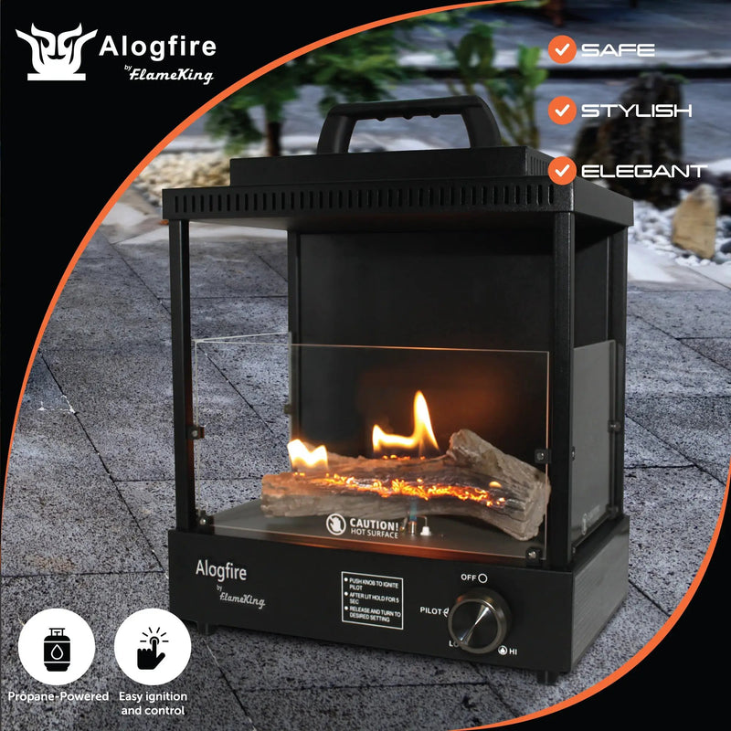 Flame King Portable Propane Alogfire Fireplace Heater Indoor and Outdoor by Flame King Products