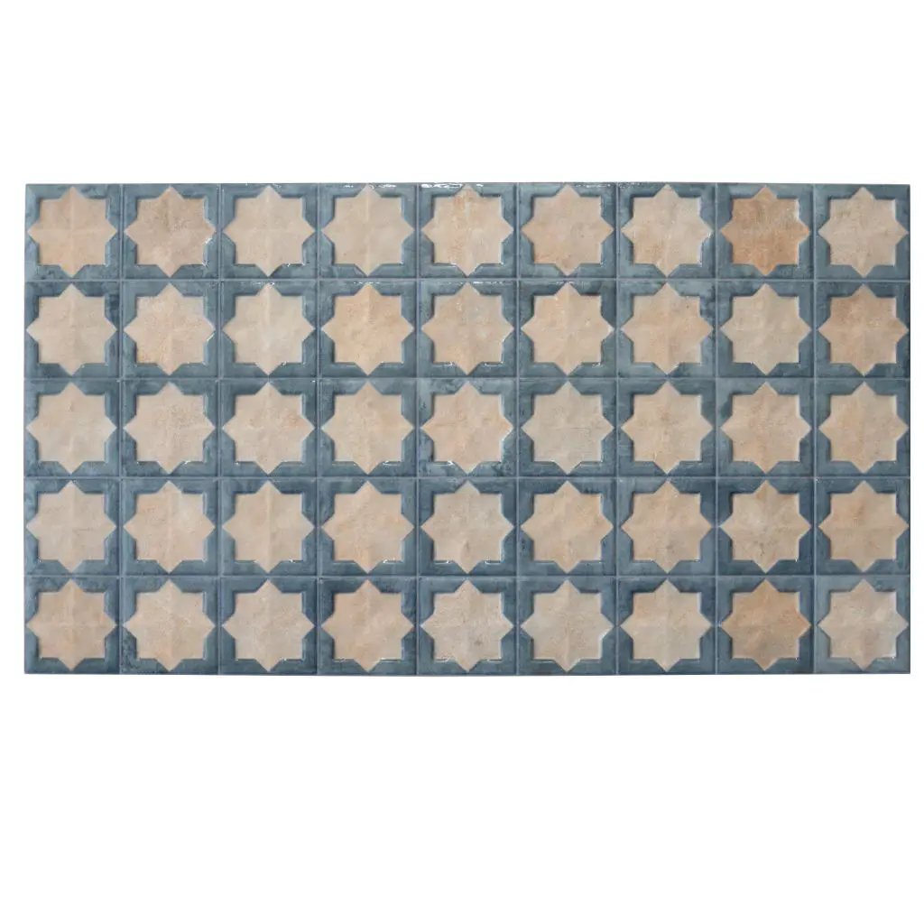 Stone Blue Beige 12x22 Matte Glossy Rectangle with Star Details Porcelain Large Format Tile (7 pack, 13.03 sq ft/case) by Apollo Tile