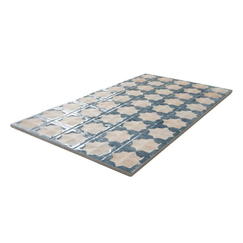 Stone Blue Beige 12x22 Matte Glossy Rectangle with Star Details Porcelain Large Format Tile (7 pack, 13.03 sq ft/case) by Apollo Tile