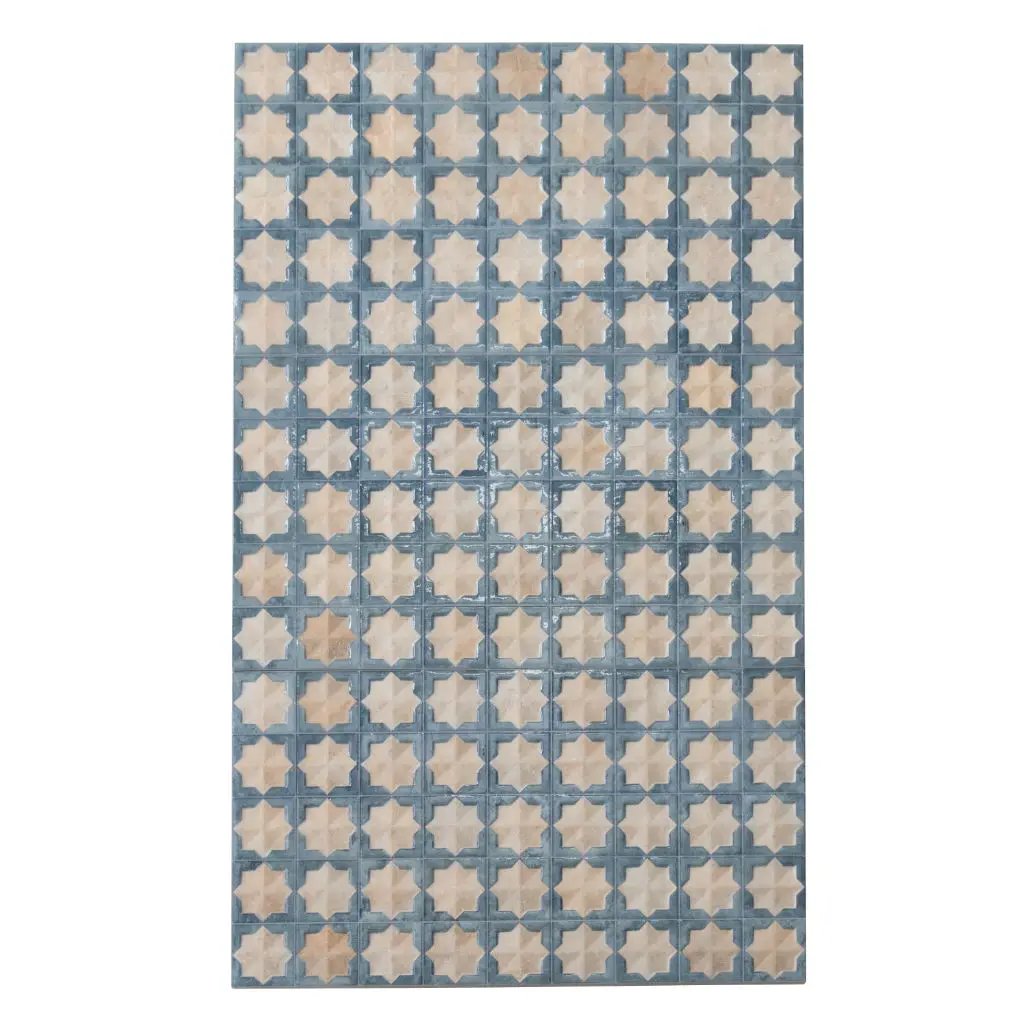 Stone Blue Beige 12x22 Matte Glossy Rectangle with Star Details Porcelain Large Format Tile (7 pack, 13.03 sq ft/case) by Apollo Tile