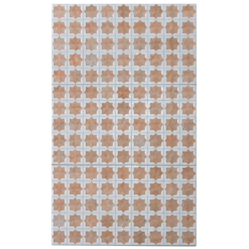 Nude Beige White 12x22 Matte Glossy Rectangle with Star Details Porcelain Large Format Tile (7 pack, 13.03 sq ft/case) by Apollo Tile