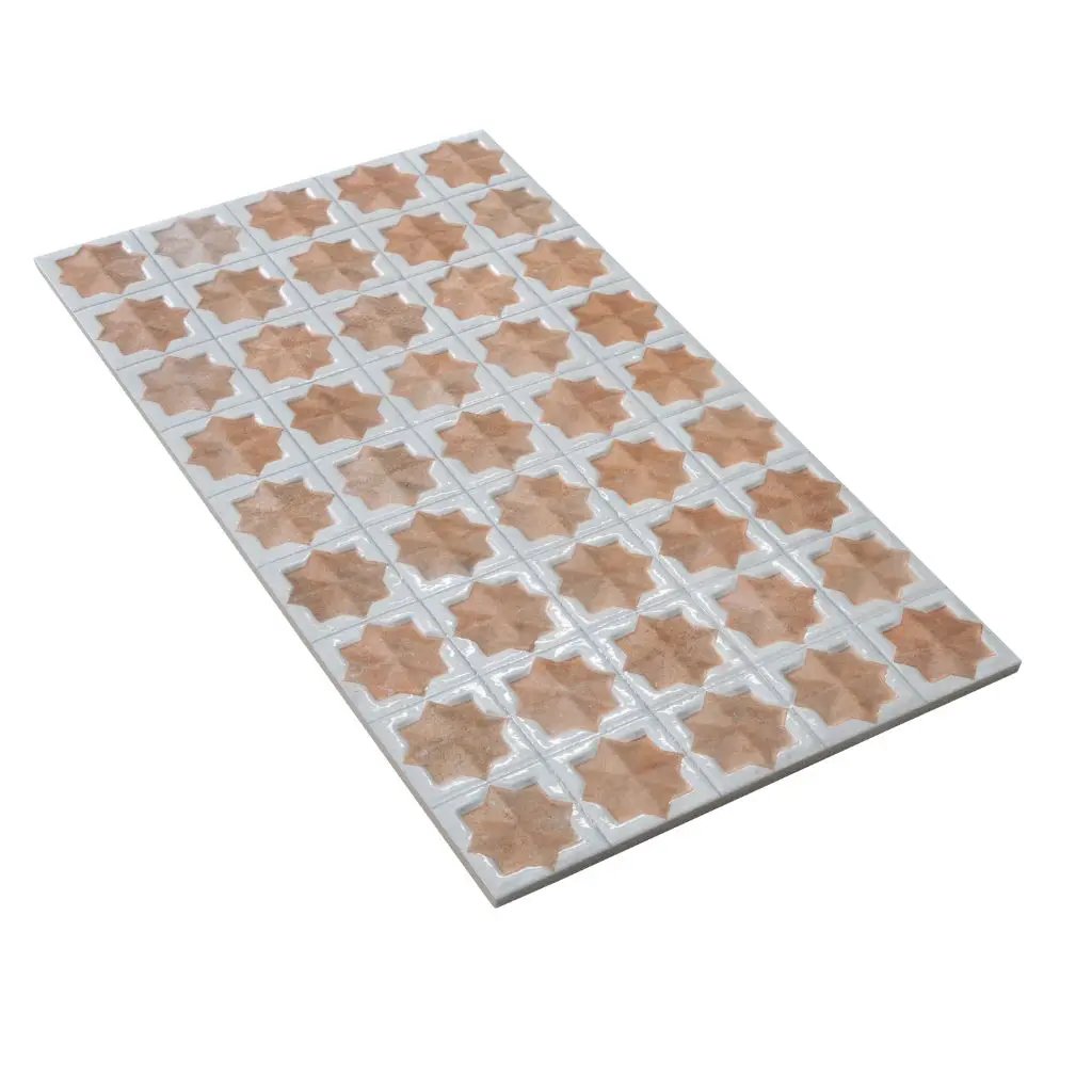 Nude Beige White 12x22 Matte Glossy Rectangle with Star Details Porcelain Large Format Tile (7 pack, 13.03 sq ft/case) by Apollo Tile