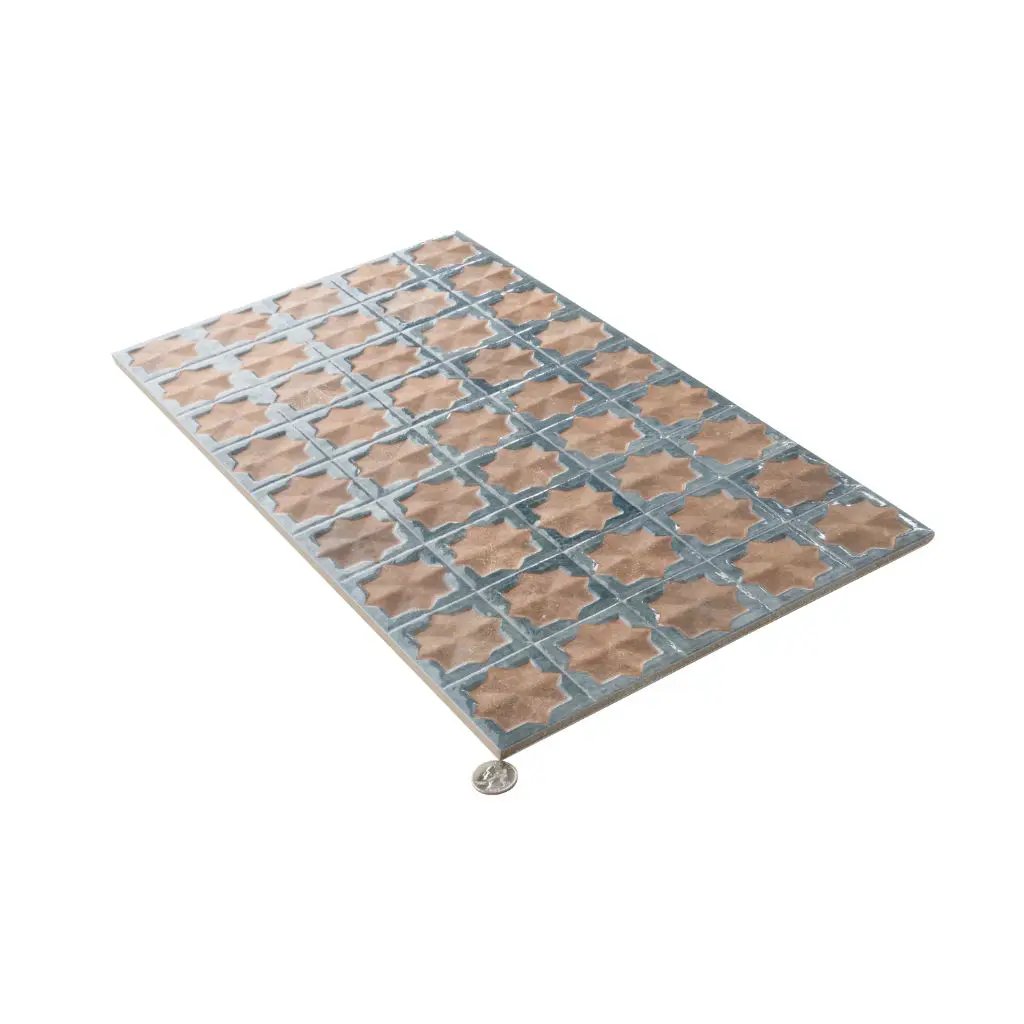 Stone Blue Nude Beige 12x22 Matte Glossy Rectangle with Star Details Porcelain Large Format Tile (7 pack, 13.03 sq ft/case) by Apollo Tile