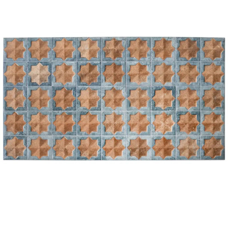 Stone Blue Nude Beige 12x22 Matte Glossy Rectangle with Star Details Porcelain Large Format Tile (7 pack, 13.03 sq ft/case) by Apollo Tile