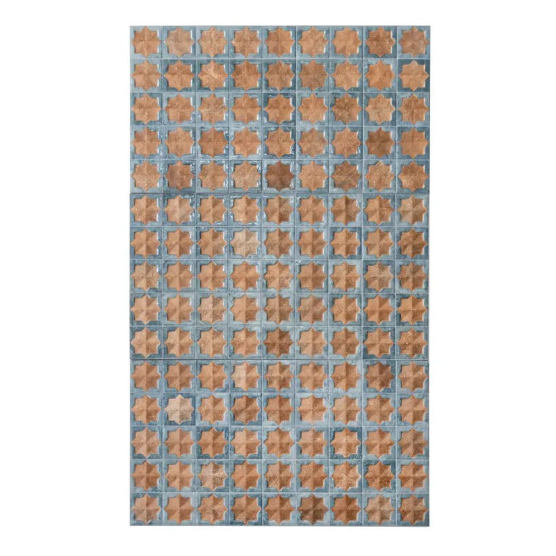 Stone Blue Nude Beige 12x22 Matte Glossy Rectangle with Star Details Porcelain Large Format Tile (7 pack, 13.03 sq ft/case) by Apollo Tile