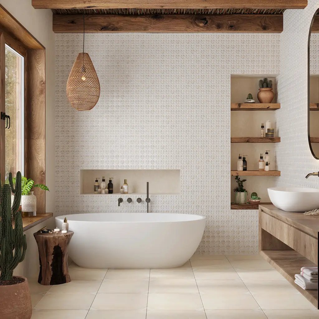 Ice White Beige 12x22 Matte Glossy Rectangle with Star Details Porcelain Large Format Tile (7 pack, 13.03 sq ft/case) by Apollo Tile