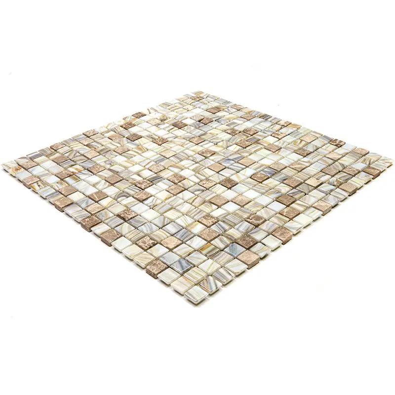 Beige 12x12 Glossy Uniform Square Glass Mosaic Tile (20 pack, 18.69 sq ft/case) by Apollo Tile