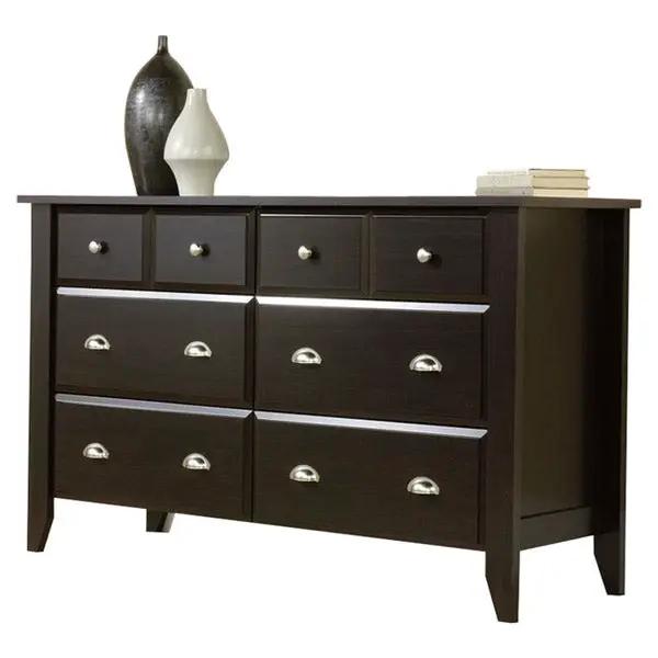 Dark Brown Wood 6-Drawer Wardrobe Dresser by HomePacific