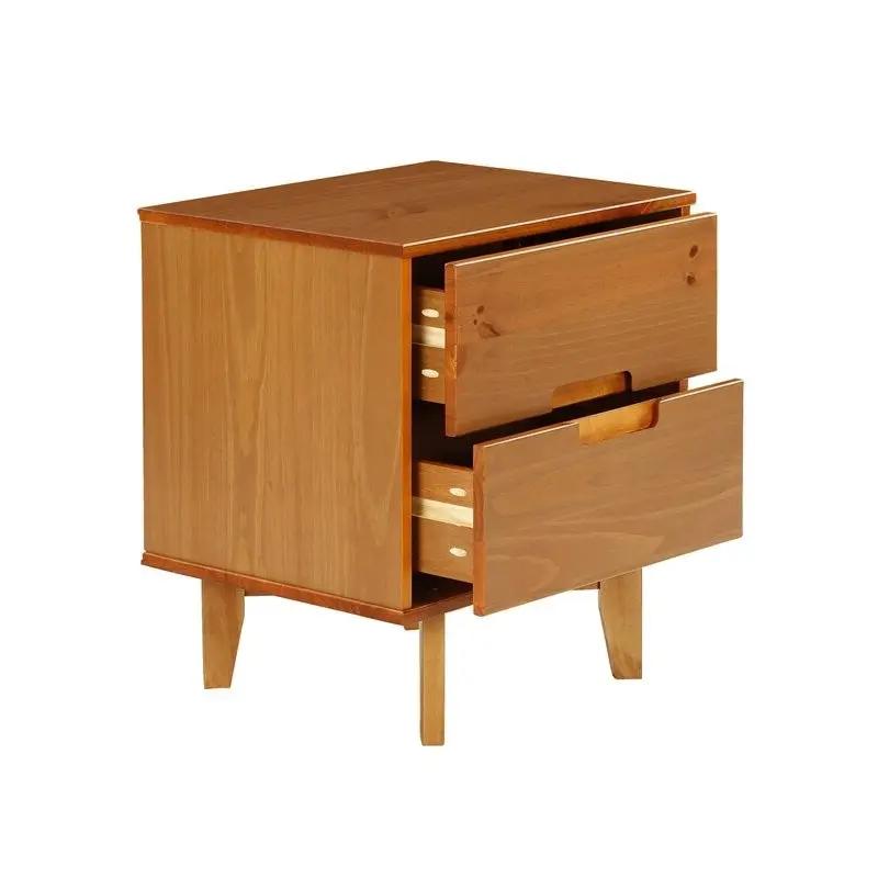 FarmHouse 2 Drawer Solid Wood Nightstand Medium Brown by HomePacific