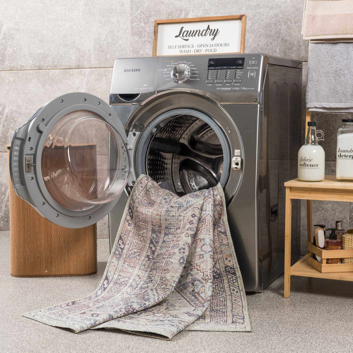 Barny Beige Flat Pile Washable Rug by Boutique Rugs
