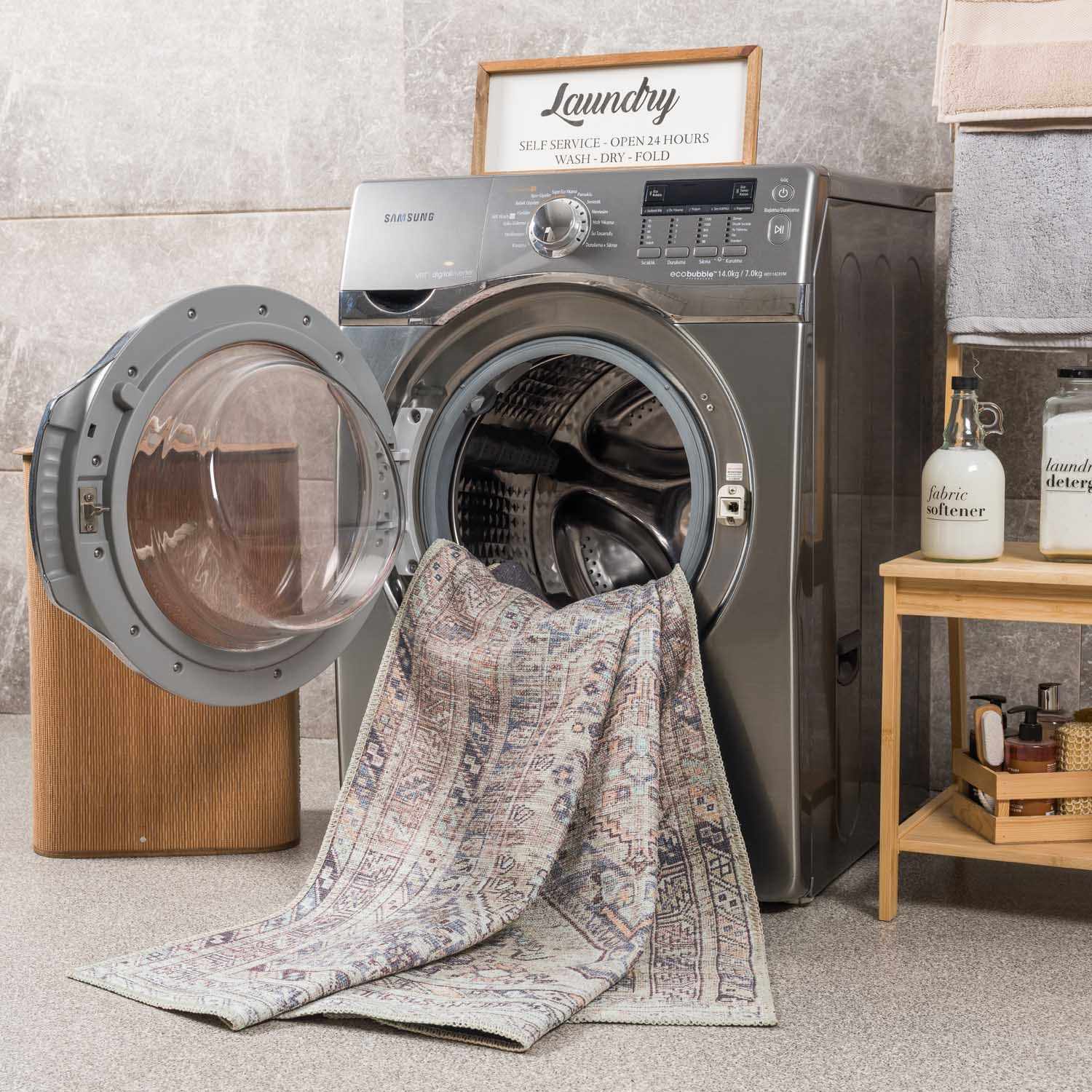 Barny Beige Flat Pile Washable Rug by Boutique Rugs