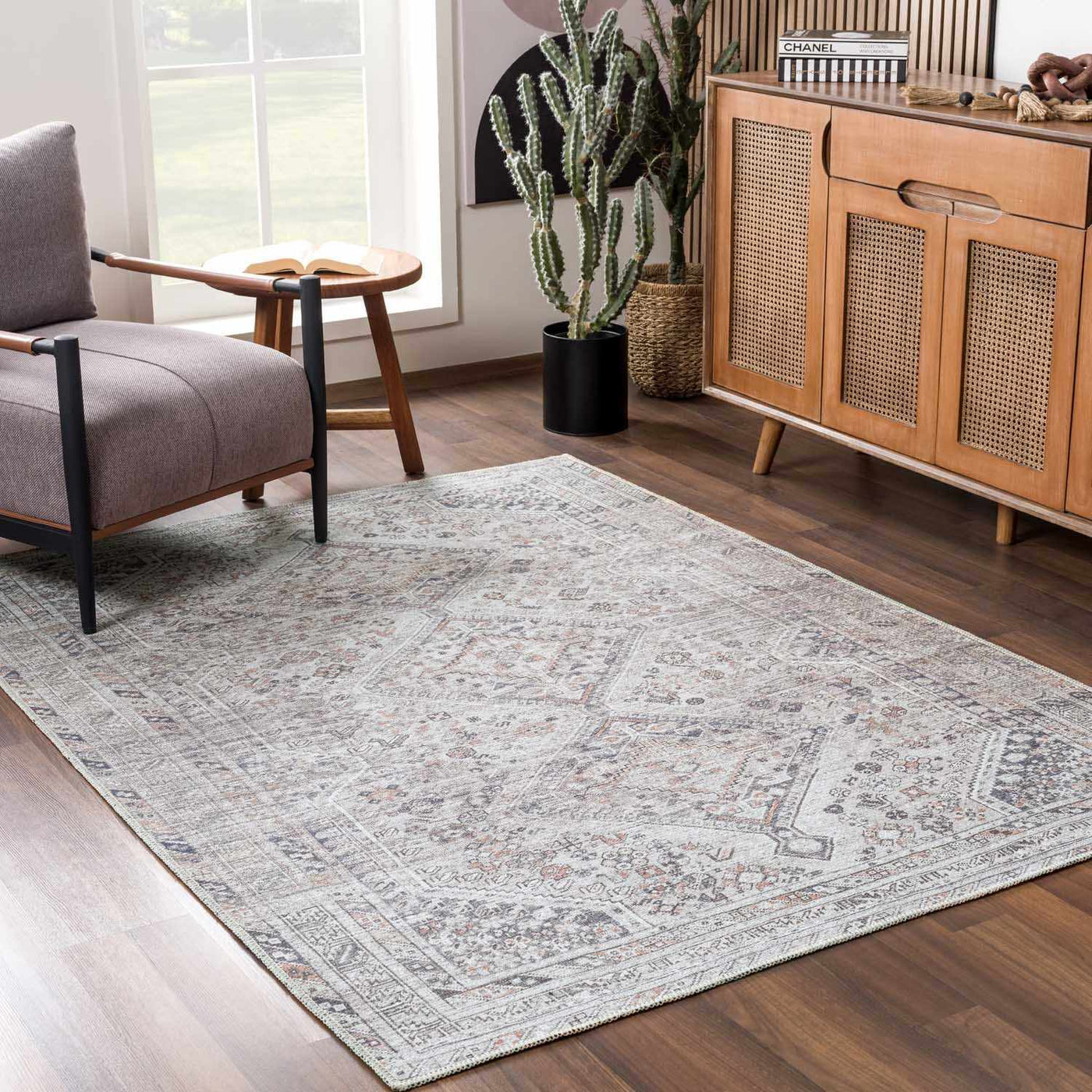 Barny Beige Flat Pile Washable Rug by Boutique Rugs