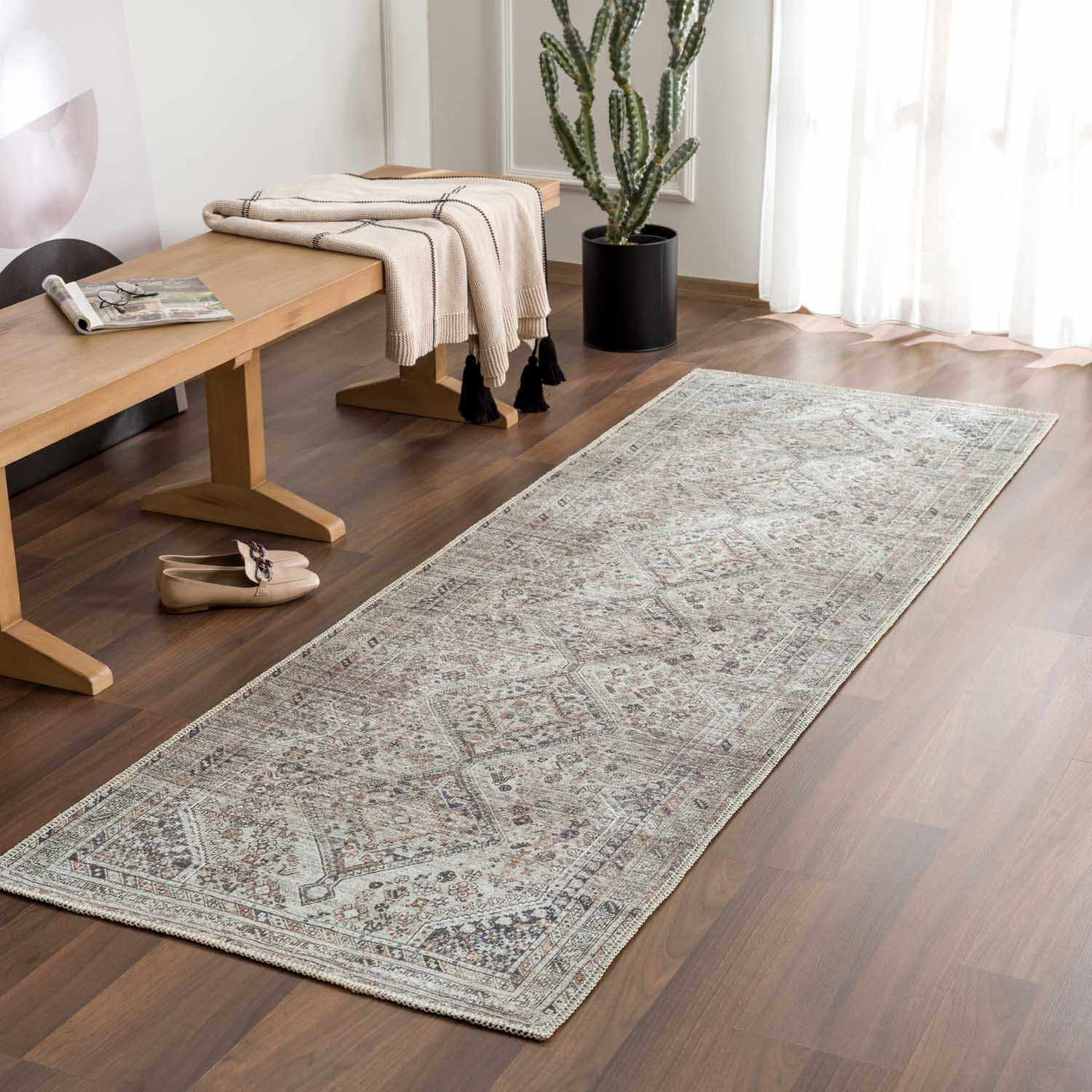 Barny Beige Flat Pile Washable Rug by Boutique Rugs