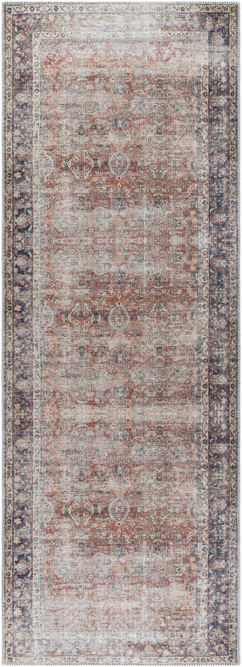 Rust Anahawan Distressed Washable Area Rug - Clearance by Boutique Rugs