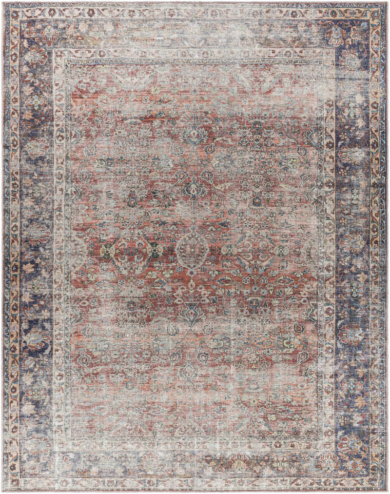 Rust Anahawan Distressed Washable Area Rug - Clearance by Boutique Rugs