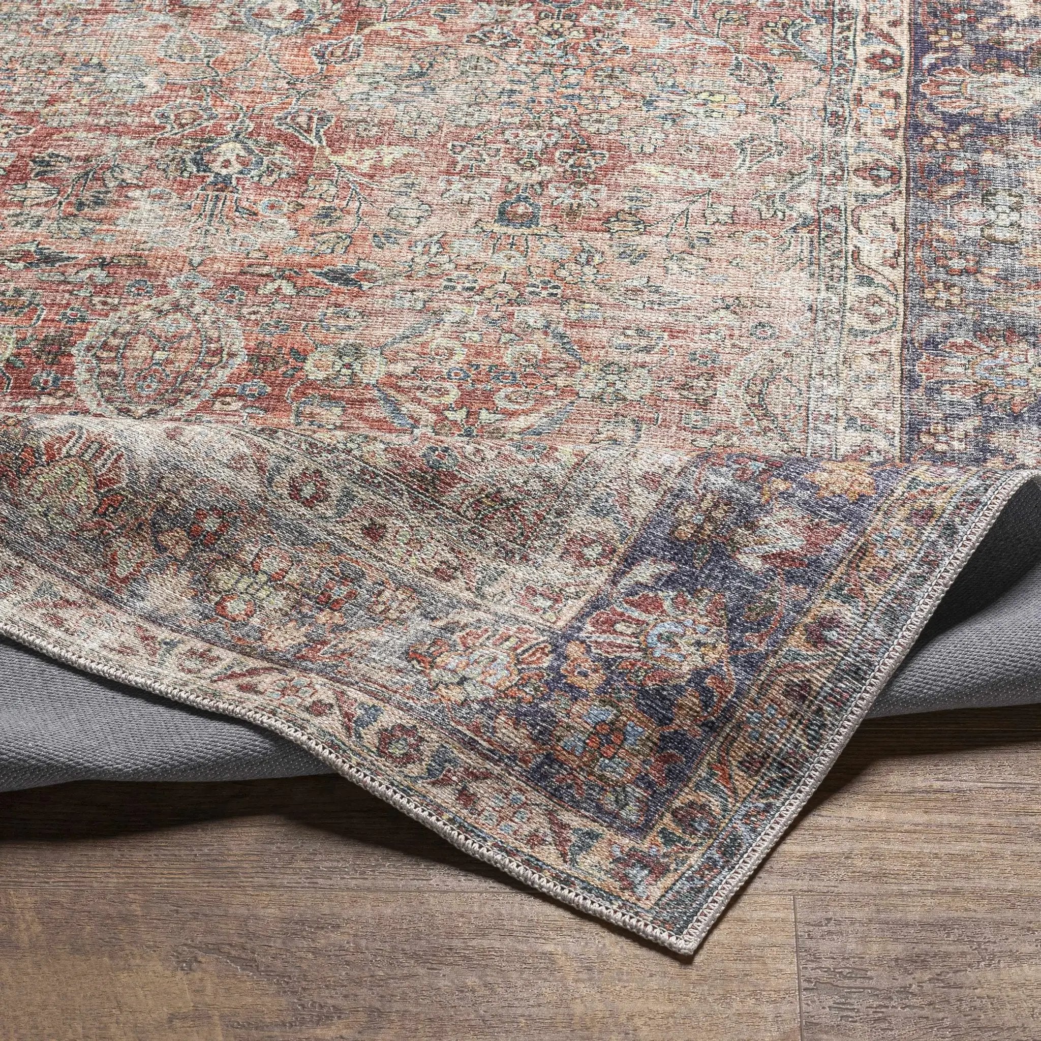 Rust Anahawan Distressed Washable Area Rug - Clearance by Boutique Rugs