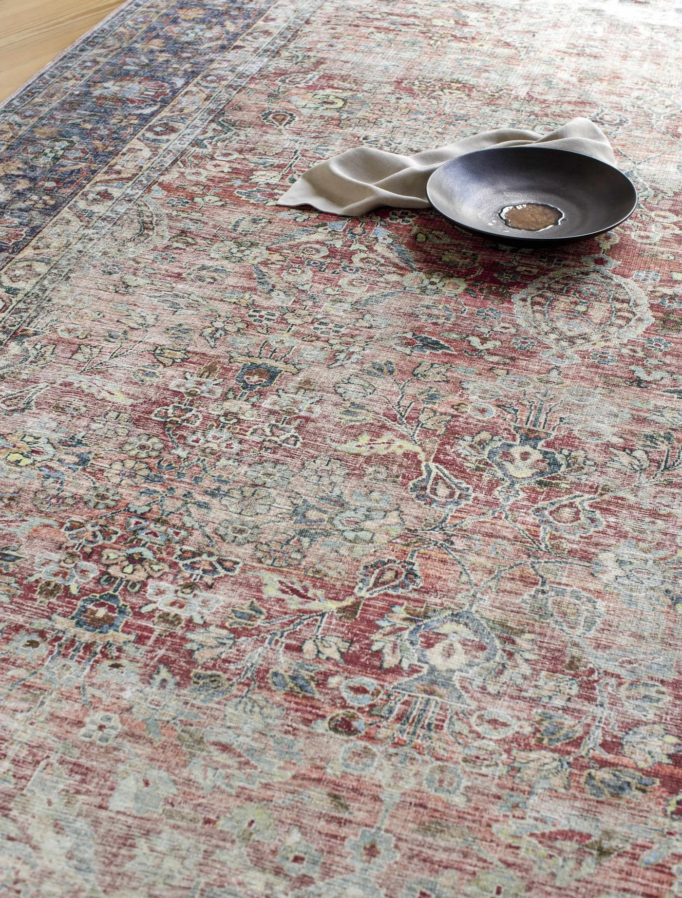 Rust Anahawan Distressed Washable Area Rug - Clearance by Boutique Rugs