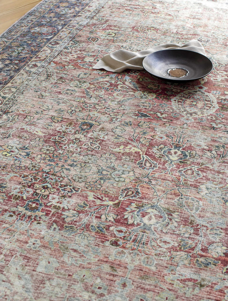 Rust Anahawan Distressed Washable Area Rug - Clearance by Boutique Rugs