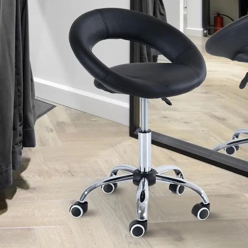 Black Saddle Adjustable Hydraulic Rolling Swivel Massage Salon Stool Chair by HomePacific